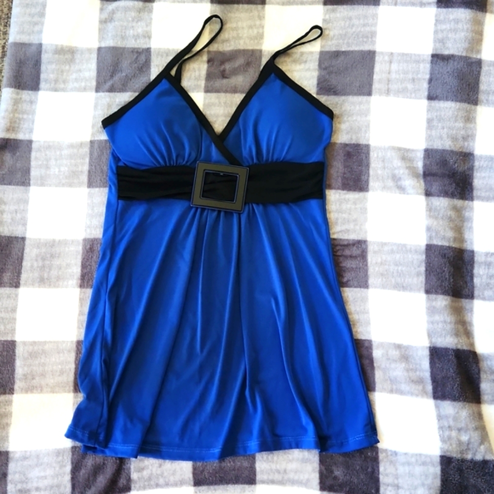 Yag Couture Blue With Black Trim - Padded - Buckle Top - Thin Straps - Small